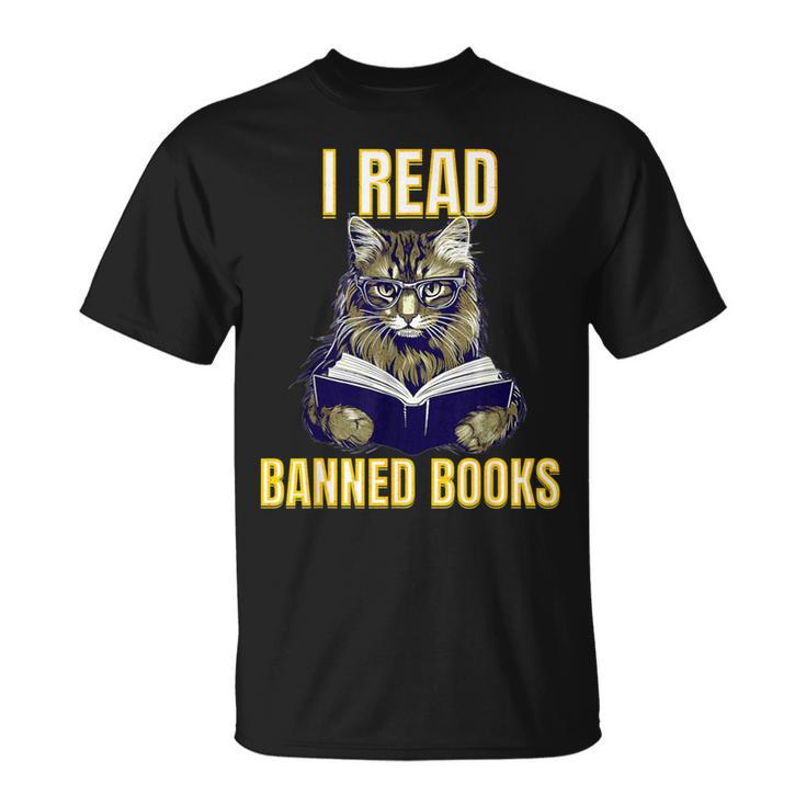 Banned Books Cat Reader Anti-Censorship T-Shirt