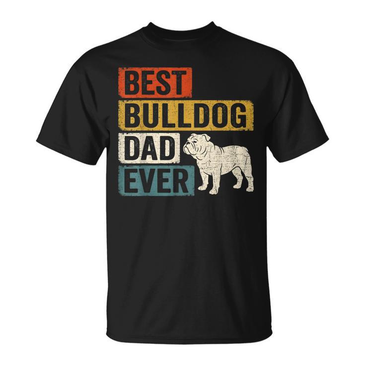 Best Bulldog Dad Ever レトロ ヴィンテージ ブルドッグデザイン Tシャツ