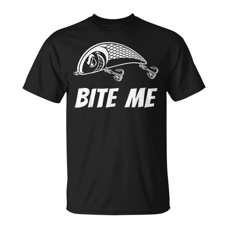 Bite Me フィッシングルアー グラフィックイメージ スカル フィッシュ スケルトン メンズ Tシャツ
