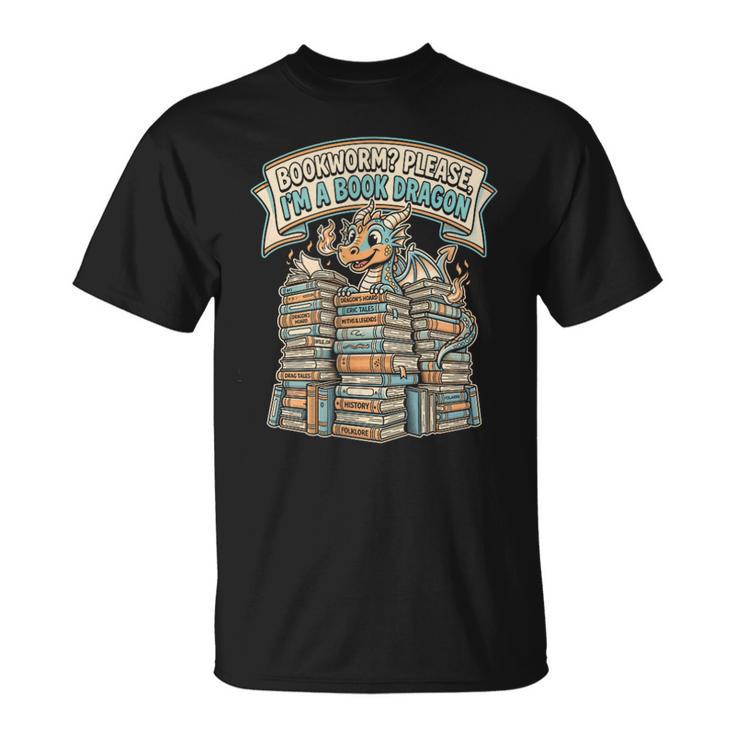 Book Dragon Bookworm Reader Retro T-Shirt