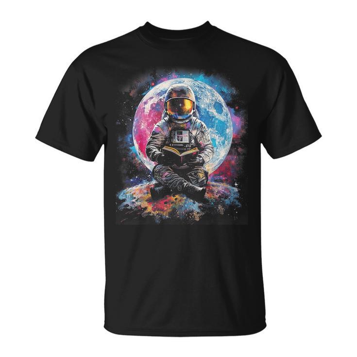 Book Lovers Cool Astronaut Reading Books In Space Kids T-Shirt