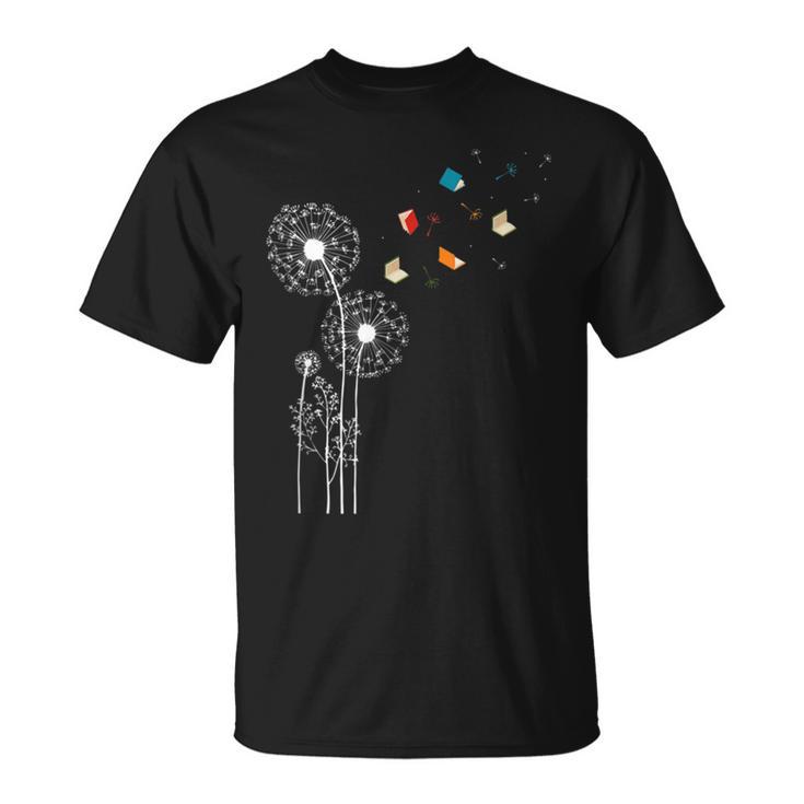 Book Nerd Dandelion Book Reading T-Shirt