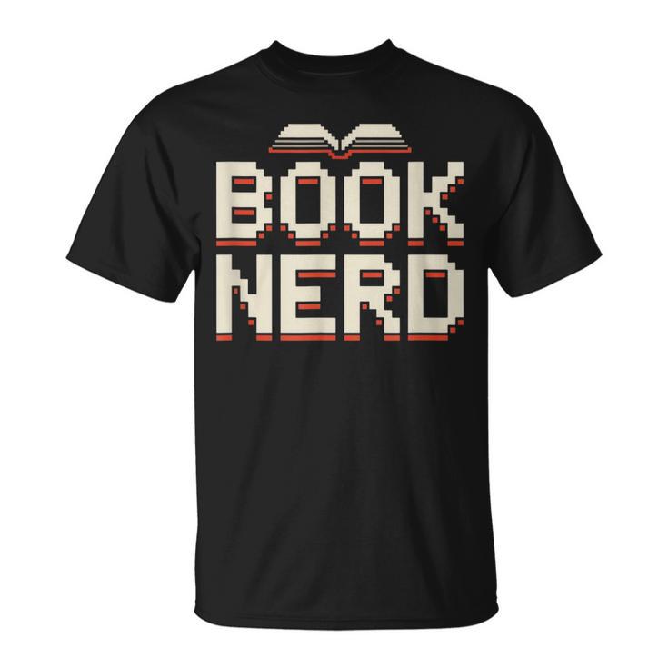 Book Nerd Retro Pixel Reading Librarian Aesthetic T-Shirt