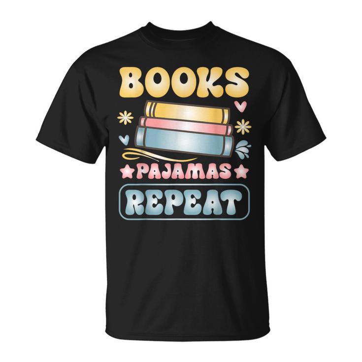 Book And Pajama Books Pajamas Repeat Librarian T-Shirt