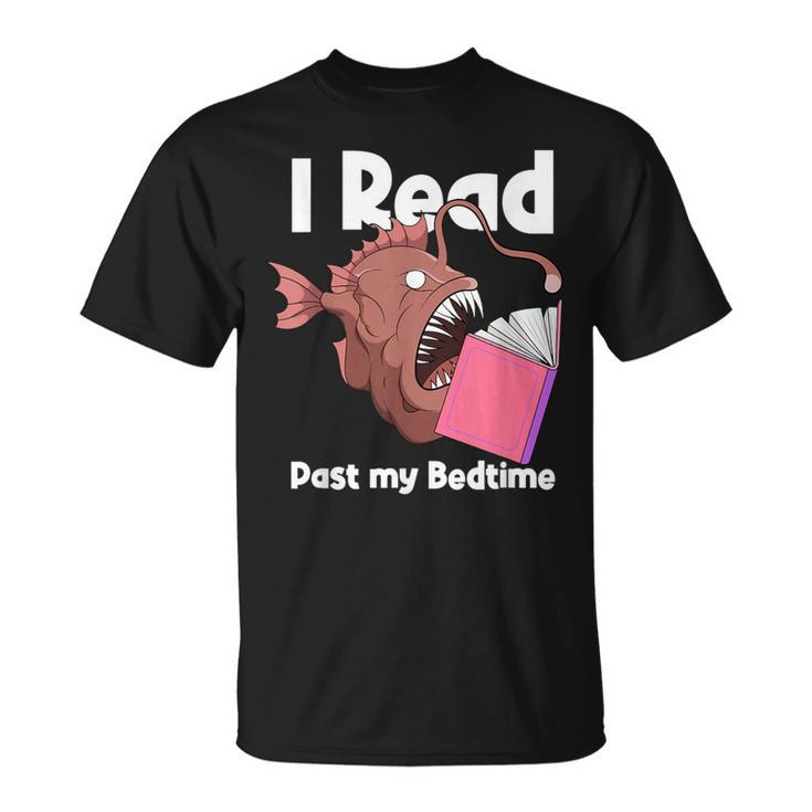 Book Reading Anglerfish I Read Past My Bed Time Librarian T-Shirt