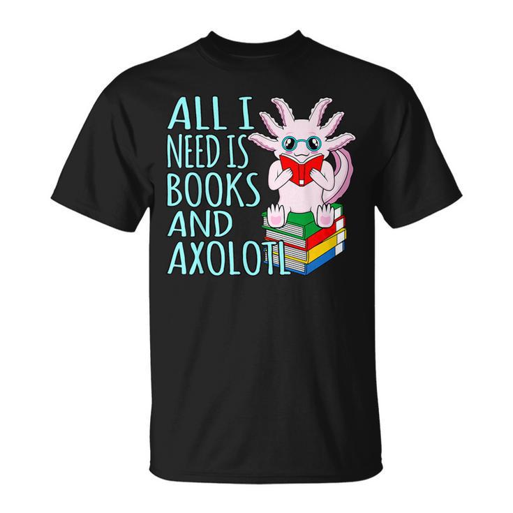 Books And Axolotl Kawaii Animal Axolotls Lover Owner Graphic T-Shirt