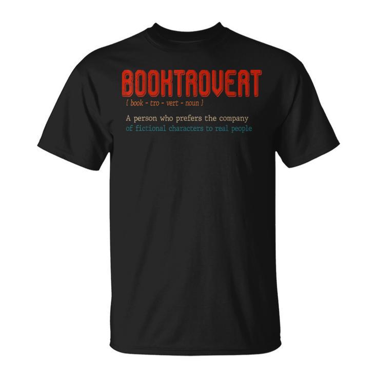 Booktrovert Definition Description Book Lover Librarian Tee T-Shirt