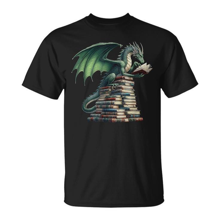 Bookworm Dragon Reading Books Dragon & Books Lover T-Shirt