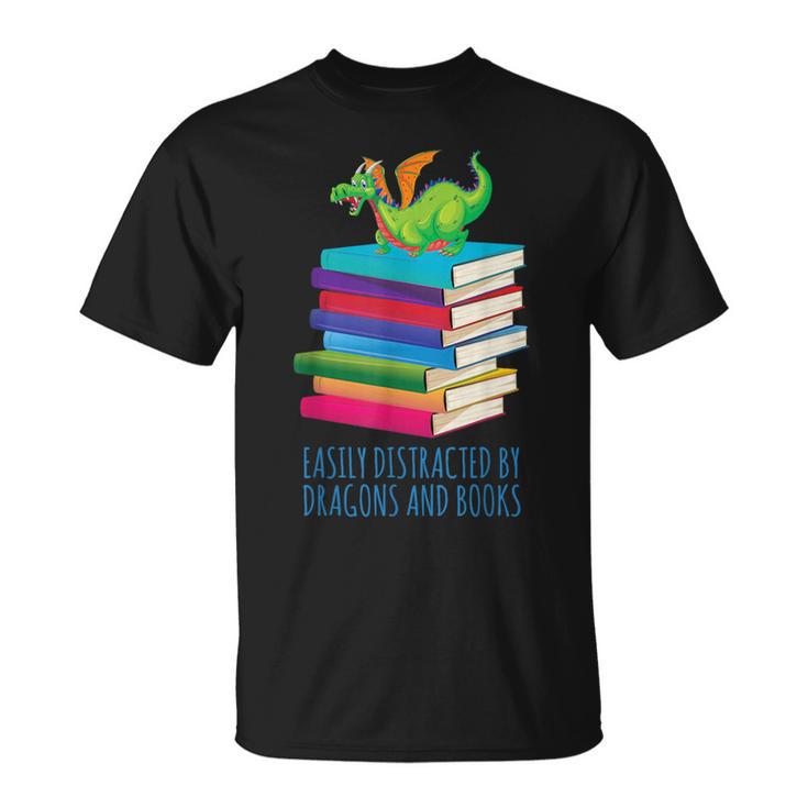 Bookworm Easily Distracted By Dragons And Books Reader T-Shirt