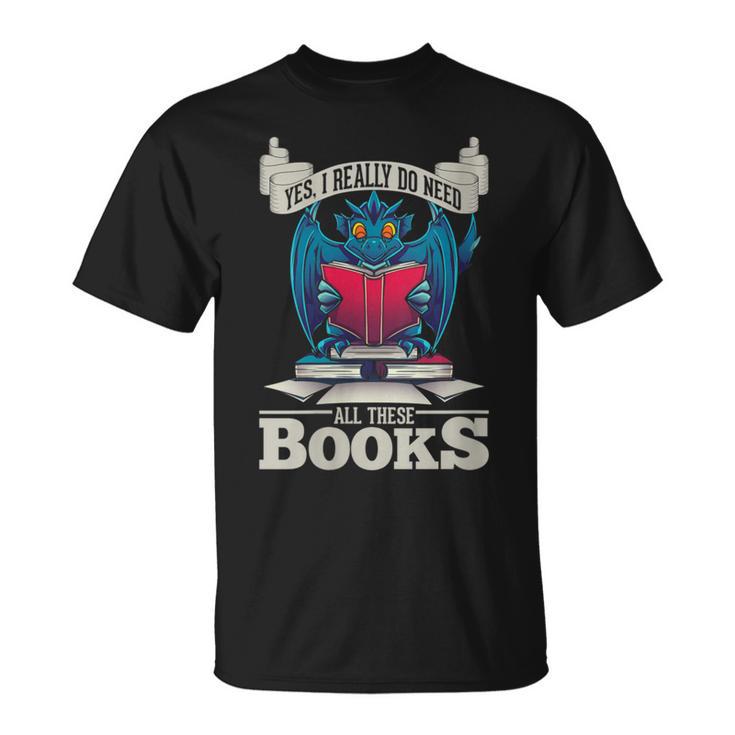 Bookworm Flying Mythical Creature Book Reading Dragon T-Shirt
