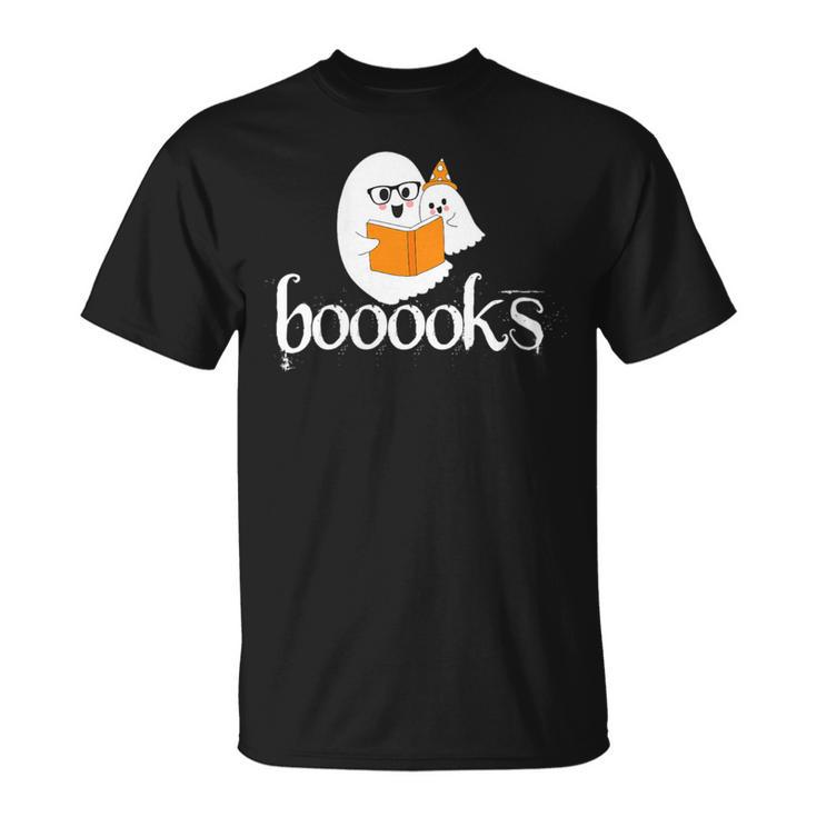 Booooks Halloween Cute Ghost Reading Library Books T-Shirt Booooks Halloween Cute Ghost Reading Library Books T-Shirt