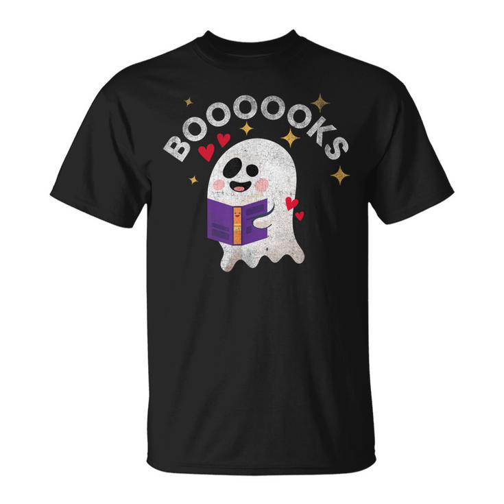 Boooooks Halloween Ghost Reading Book For Teacher & Student Men Women Kids T-Shirt