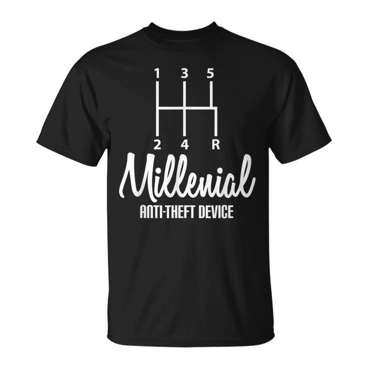 Caja De Cambios Manual Divertida Millennial Anti-Theft Device Camiseta unisex