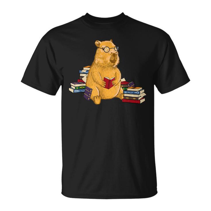 Capybara Reading Books T-Shirt