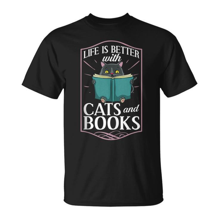 Cat Read Book Reader Reading Librarian T-Shirt