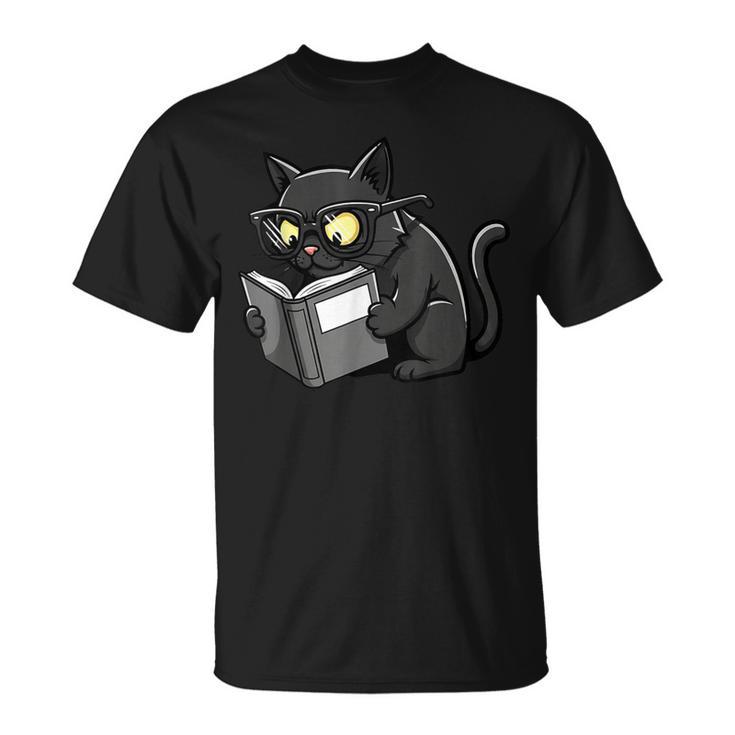 Cat Reading a Book Nerd Kitty Bookworm T-Shirt