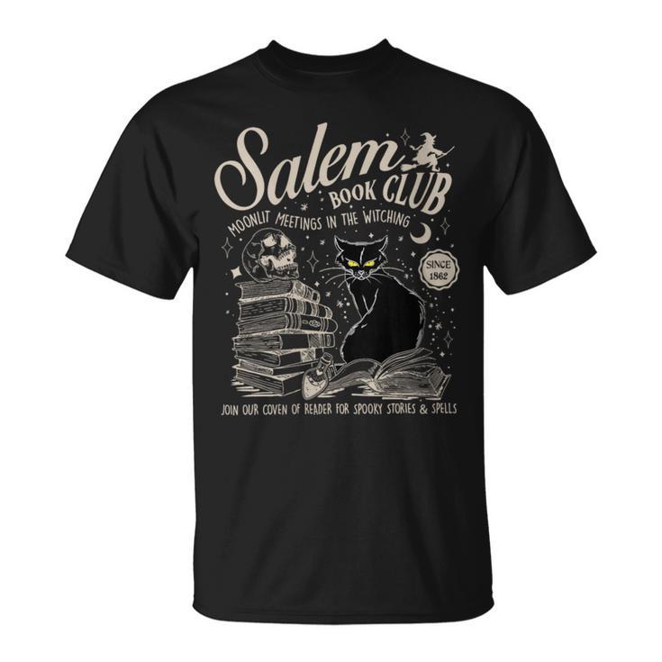 Cat Witch Salem Book Club Reading Halloween Book Lover T-Shirt