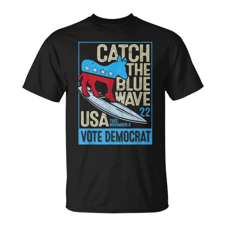 Catch The Blue Waveurfing Democrat Donkey Midterm Election Tシャツ