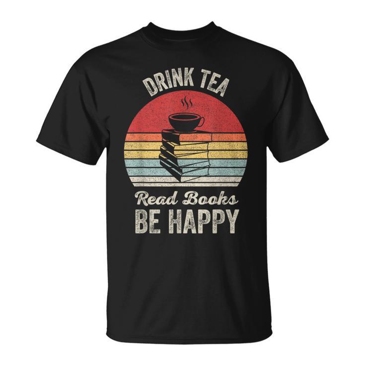 Catch Some Rays Vintage Retro Drink Tea Read Books Be Happy Adult T-Shirt