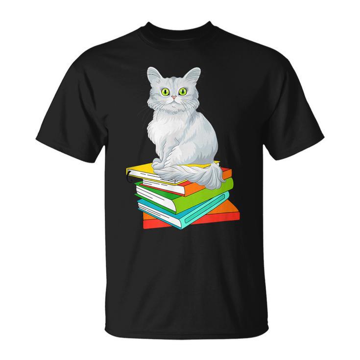 Cats And Books Lover Persian Cat For Men Women Kids T-Shirt