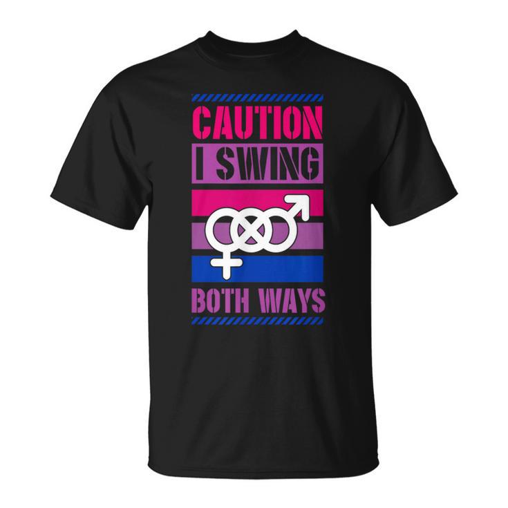 Caution Iwing Both Ways バイセクシャル プライド ジョーク Tシャツ