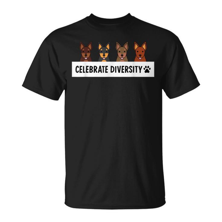 Celebrate Diversity ミニチュアピンシャー犬 Tシャツ