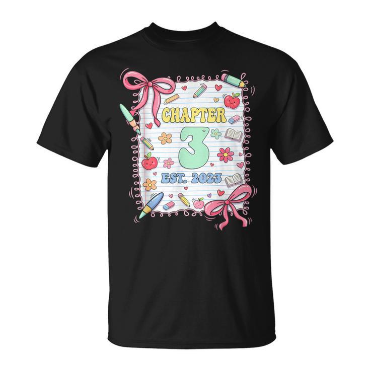 Chapter 3 Years Old 3rd Birthday Book Lover Coquette Bow T-Shirt