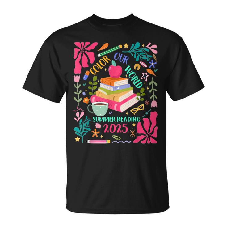 Color Our World Summer Reading 2025 Boho Wildflower Book T-Shirt