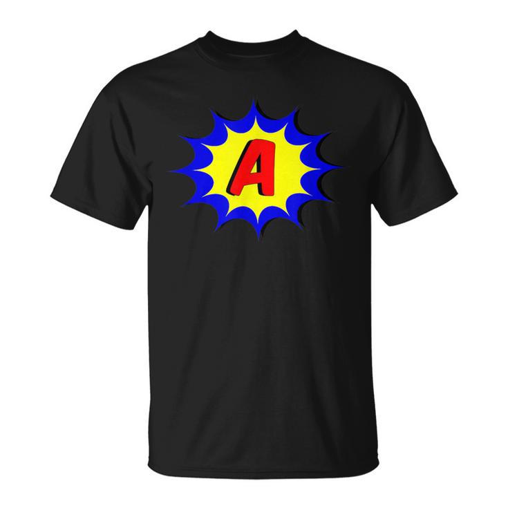 Comic Book Style Monogram Initial Letter A Superhero T-Shirt Comic Book Style Monogram Initial Letter A Superhero T-Shirt