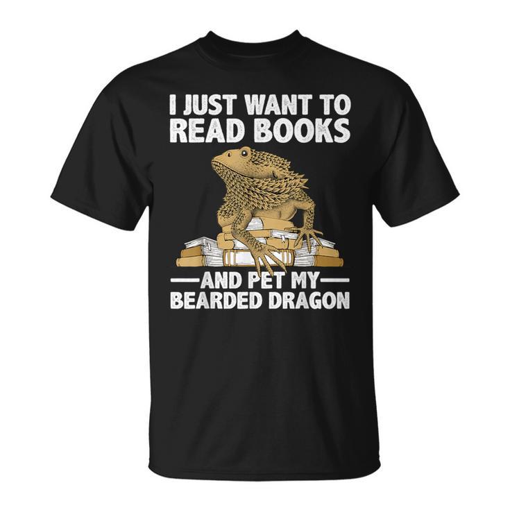 Cute Bearded Dragon For Men Women Zoology Reptile Book Lover T-Shirt
