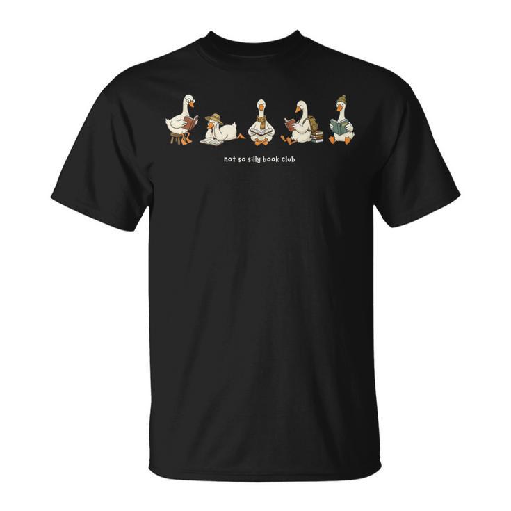 Cute Book Reading Geese Literary Animal Art T-Shirt
