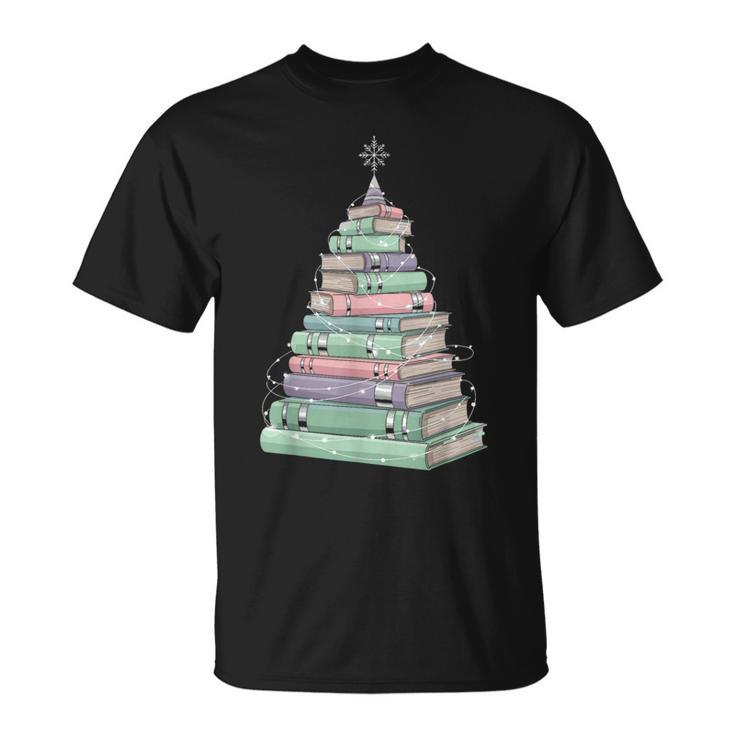 Cute Bookmas Christmas Book Tree Book Lover Teacher T-Shirt