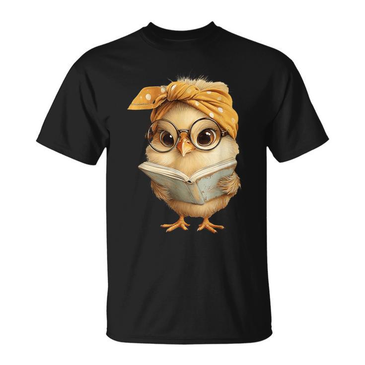 Cute Chick Reading Book Bandana T-Shirt