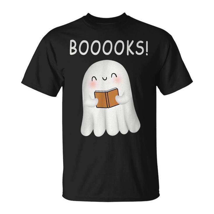 Cute Ghost Book Reading Halloween Teacher Booooks For Men Women Kids T-Shirt