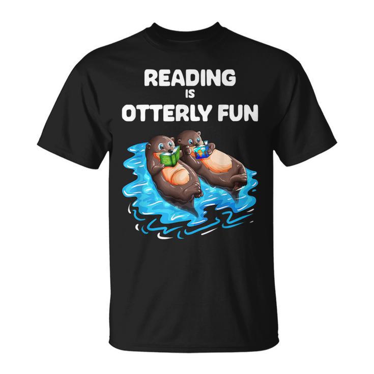 Cute Otter Reading Book Two Otter Reading Is Otterly Fun T-Shirt