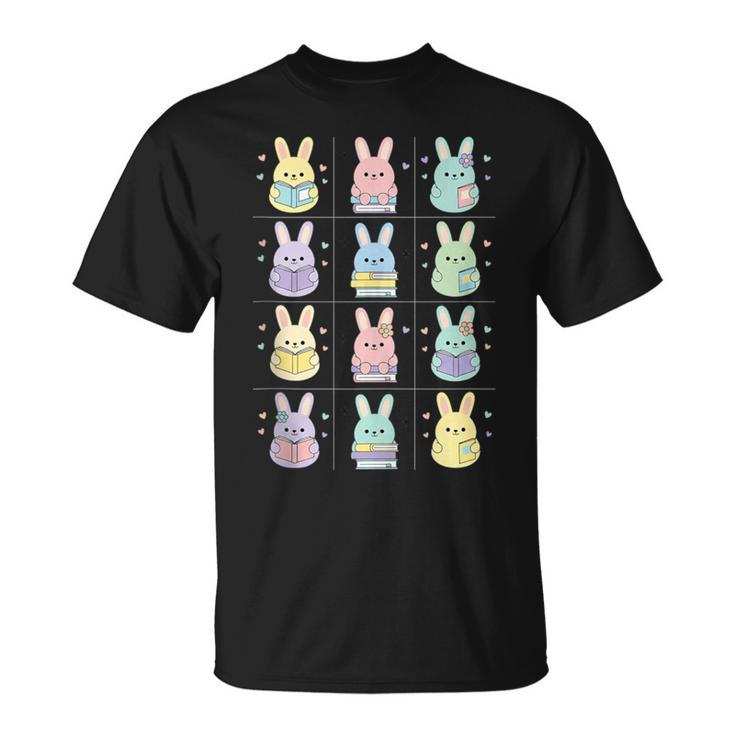 Cute Reading Bunny Book Lover Literary Woodland Animals T-Shirt