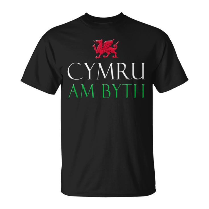 Cymru Am Byth Gales Escudo Galés Armas Dragón Rojo Camiseta unisex