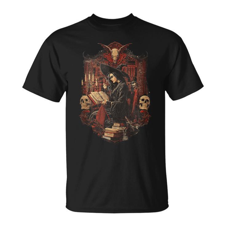 Dark Academia Witch Reading Book Gothic Library T-Shirt