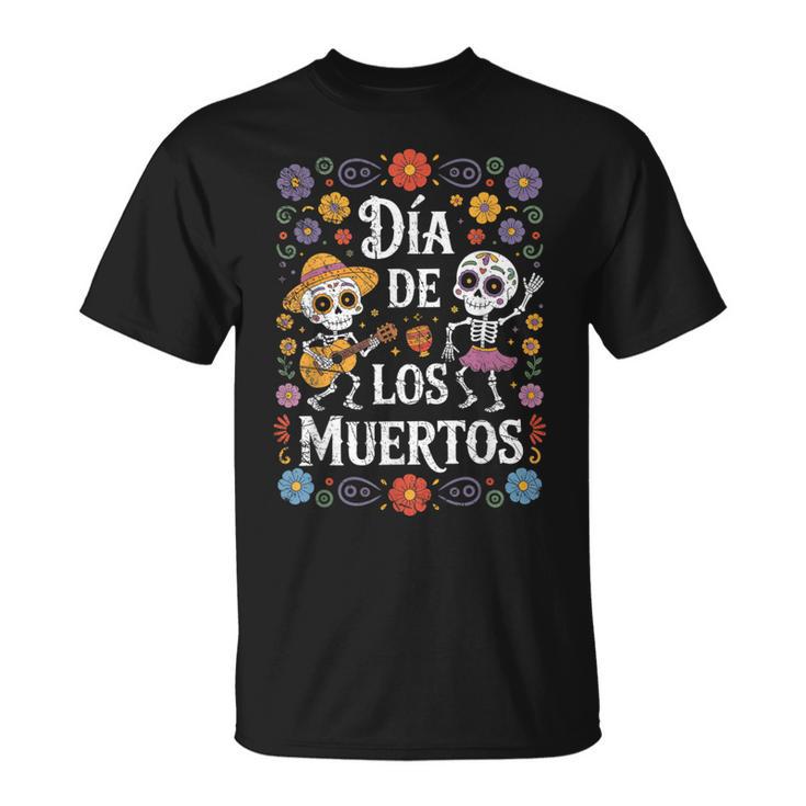 Dia De Los Muertos Calavera Day Dead Guitarequelette Dansante T-Shirt