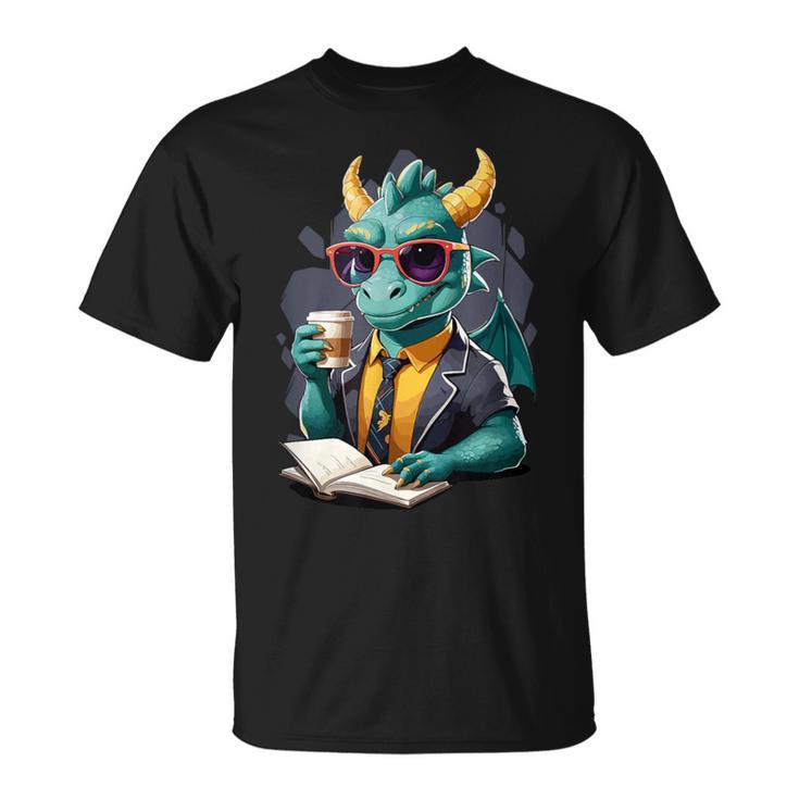 Dragon Reading Book Fantasy Reader Graphic T-Shirt