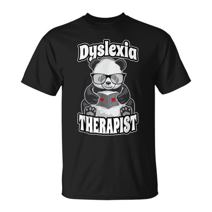 Dyslexia Therapist Teacher Dyslexic Therapy Panda Book Heart T-Shirt