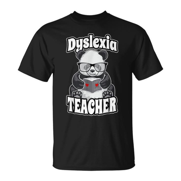 Dyslexia Teacher Therapist Dyslexic Therapy Panda Book Heart T-Shirt