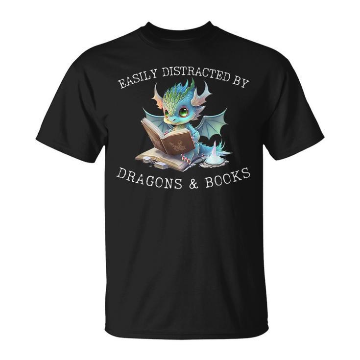 Easily Distracted By Dragons And Books Introvert Shirt T-Shirt