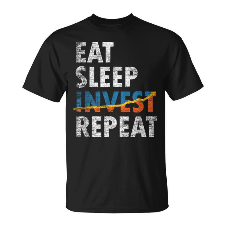 Eatleep Invest Repeat Investment Trading Tシャツ