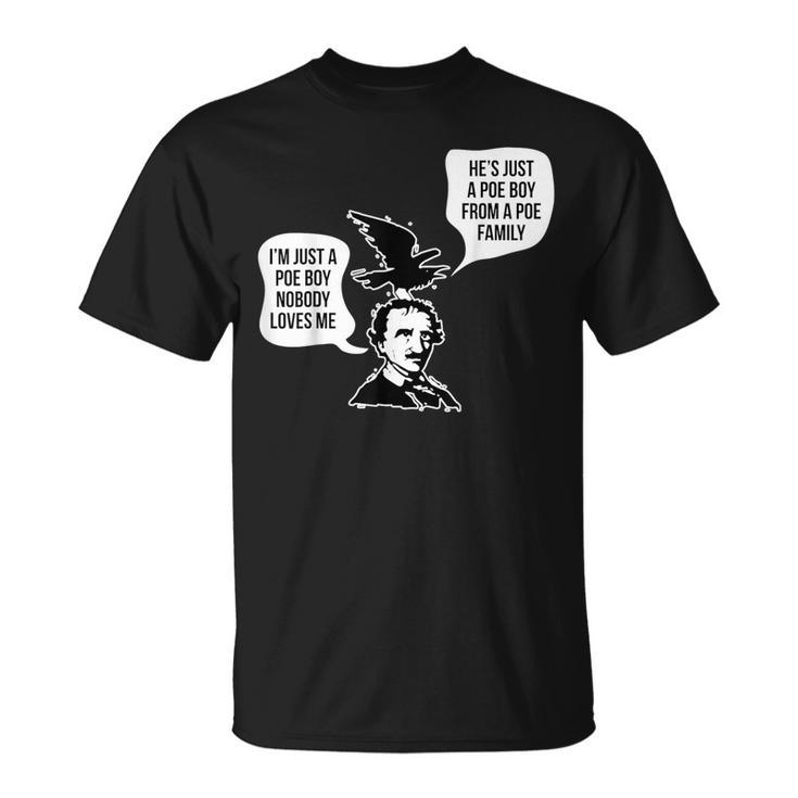 Edgar Allen Poe Raven Book Nerd Poet Literature T-Shirt