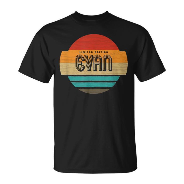 メンズ Evan 名称 レトロ・ヴィンテージ・サンセット 限定版 Tシャツ