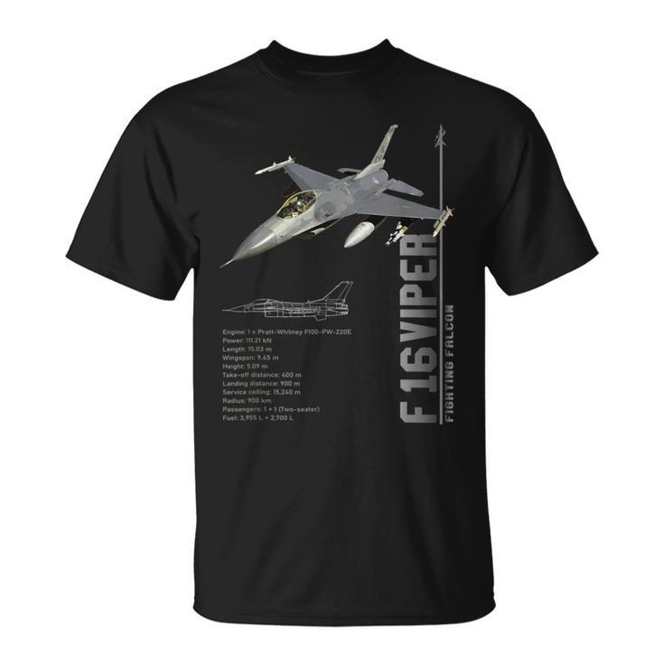 F-16 バイパー ファイティング ファルコン ジェット戦闘機仕様 Tシャツ