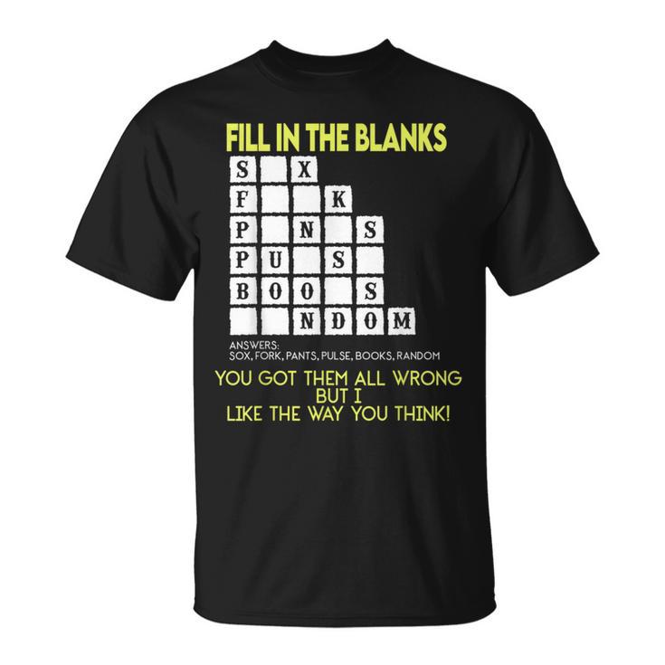 Fill In The Blanks Answers Sox Fork Pants Pulse Books Random T-Shirt