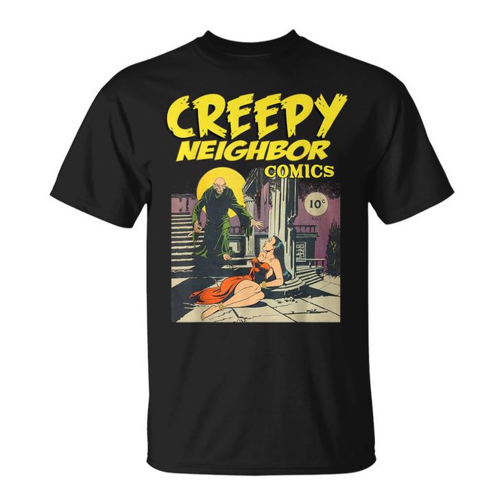FUNNY Creepy Neighbor Comics Parody Horror Comic Book T-Shirt