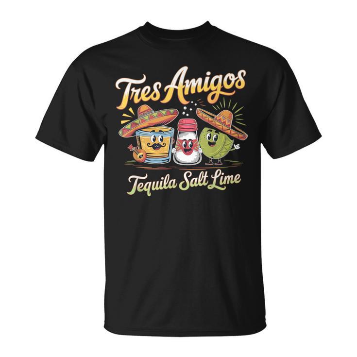 Drinking 3 Tres Amigos Tequila ソルト ライム シンコ・デ・マヨ Tシャツ